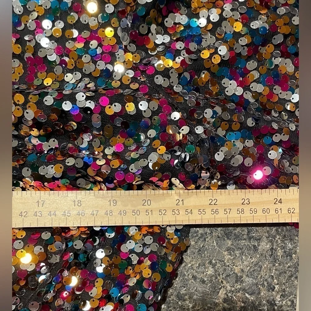 FULLY SEQUINED RAINBOW COLORED Cropped Blouse Sz XL Retro 70s Inspired Disco